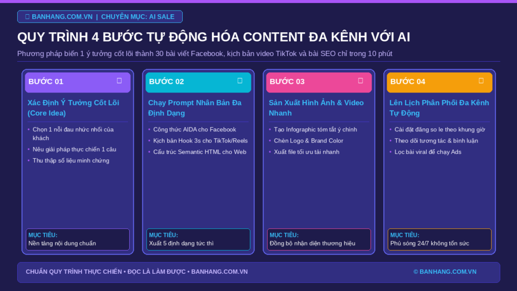 Quy Trình 4 Bước Tự Động Hóa Viết Content Bán Hàng Đa Kênh Với AI