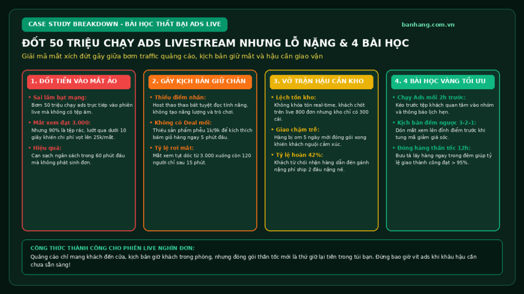 Bài Học Thực Chiến: Đốt 50 Triệu Chạy Ads Livestream Nhưng Lỗ Nặng & 4 Bài Học Đắt Giá