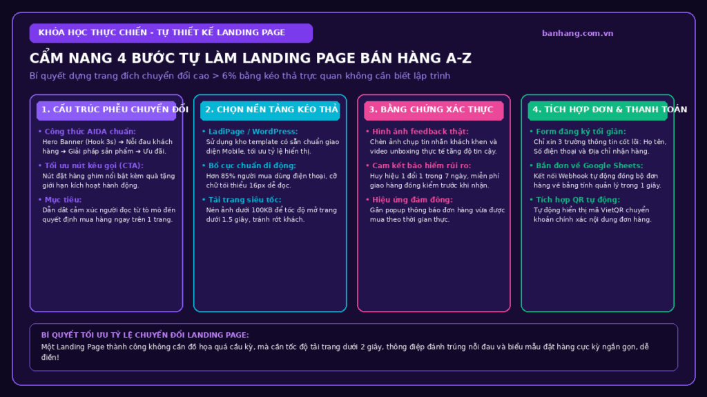 Cẩm Nang 4 Bước Tự Thiết Kế Landing Page Bán Hàng Cho Người Không Biết Code