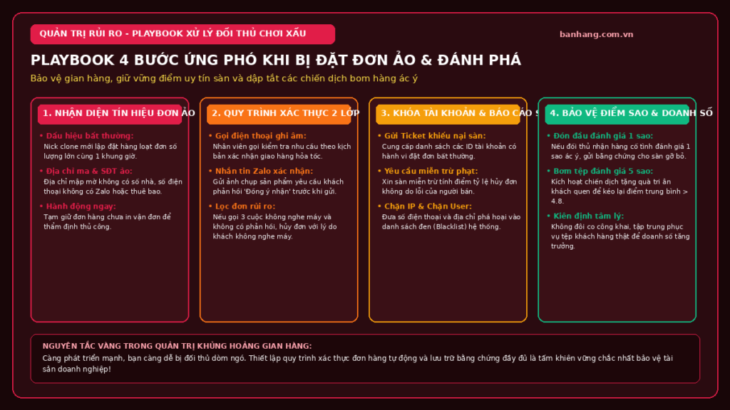 Playbook 4 Bước Ứng Phó Khi Bị Đối Thủ Đặt Đơn Ảo & Đánh Phá Gian Hàng
