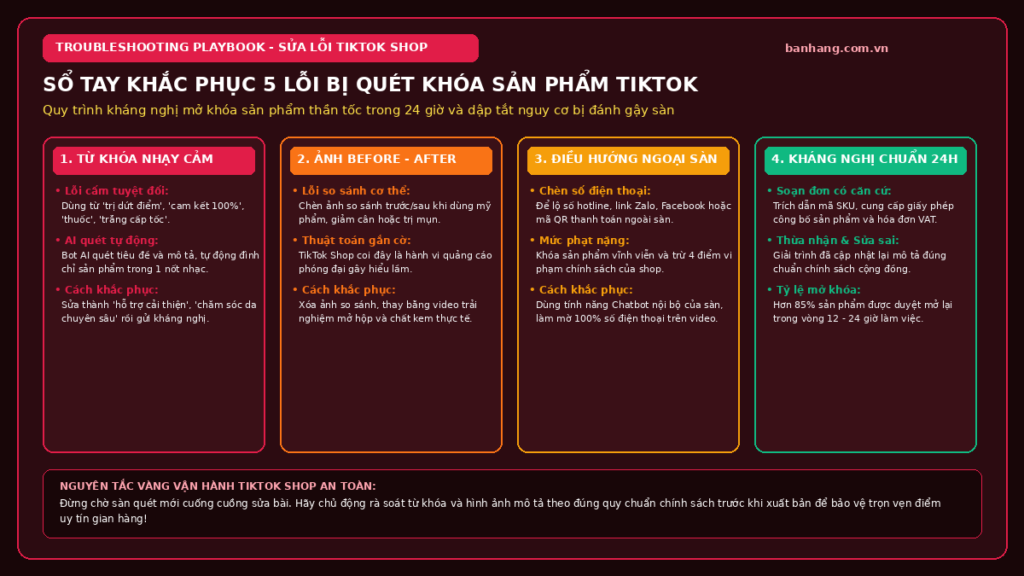 Sổ Tay Khắc Phục 5 Lỗi Bị Quét Khóa Sản Phẩm Trên TikTok Shop Trong 24H